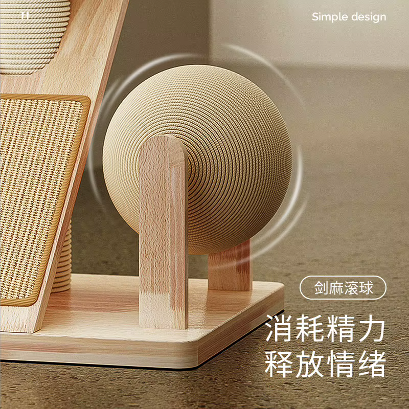 Árbol rascador de madera y sisal para gatos grandes con cueva - imagen 5