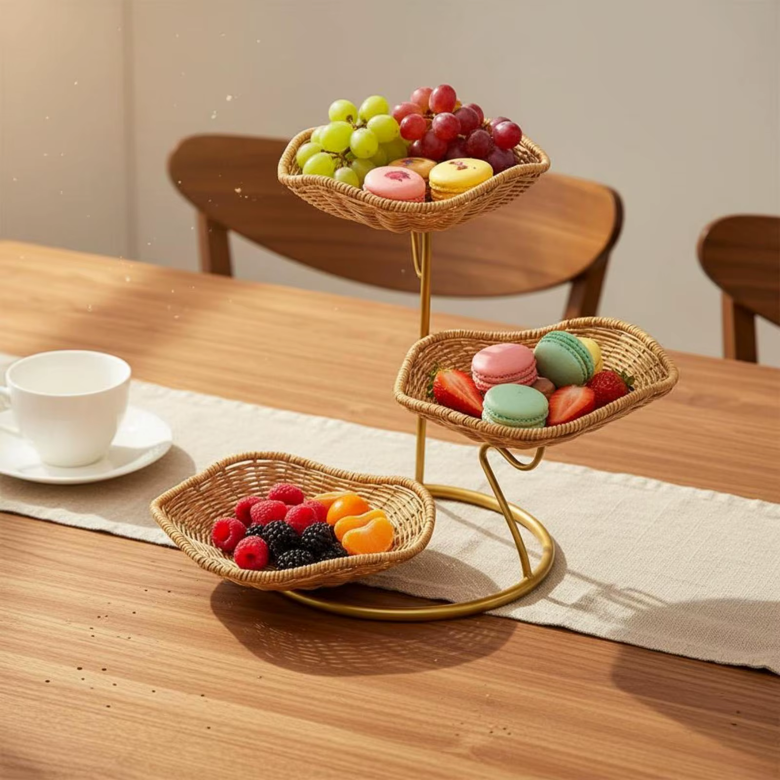 Organizador Cesta de Frutas 3 Niveles con Soporte Metálico - imagen 2