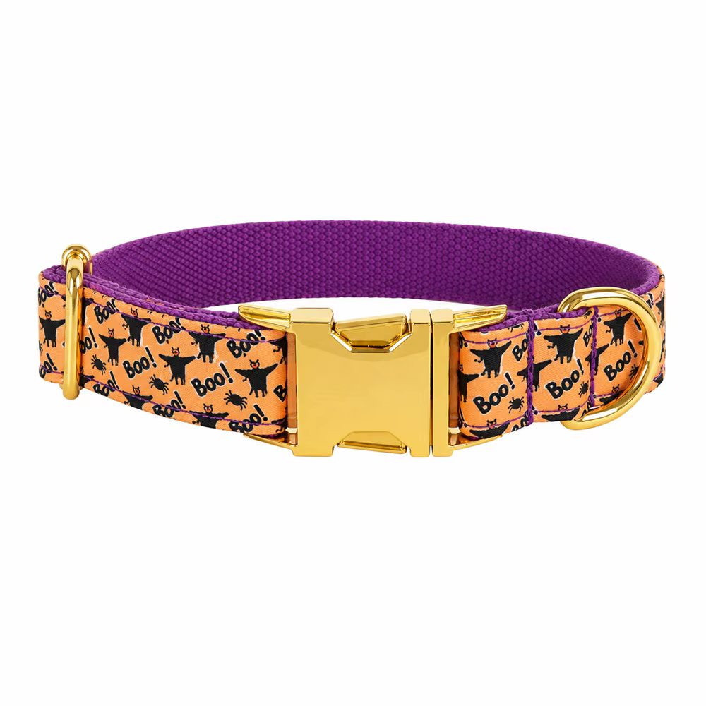 Collar personalizado perro Halloween calabaza y murciélago, ajustable - imagen 3