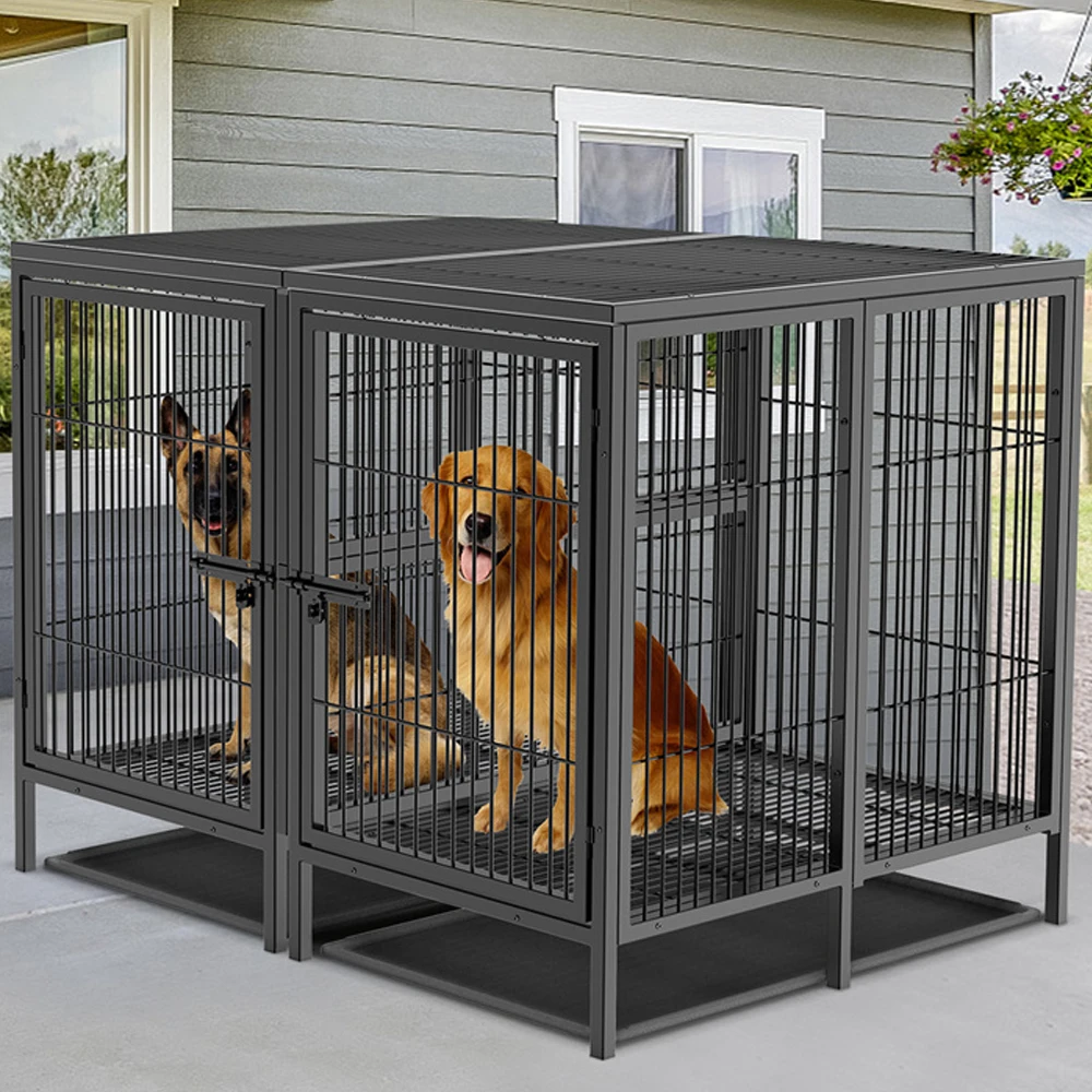 Jaula metálica para perros grandes: corral con panel divisor extraíble - imagen 4