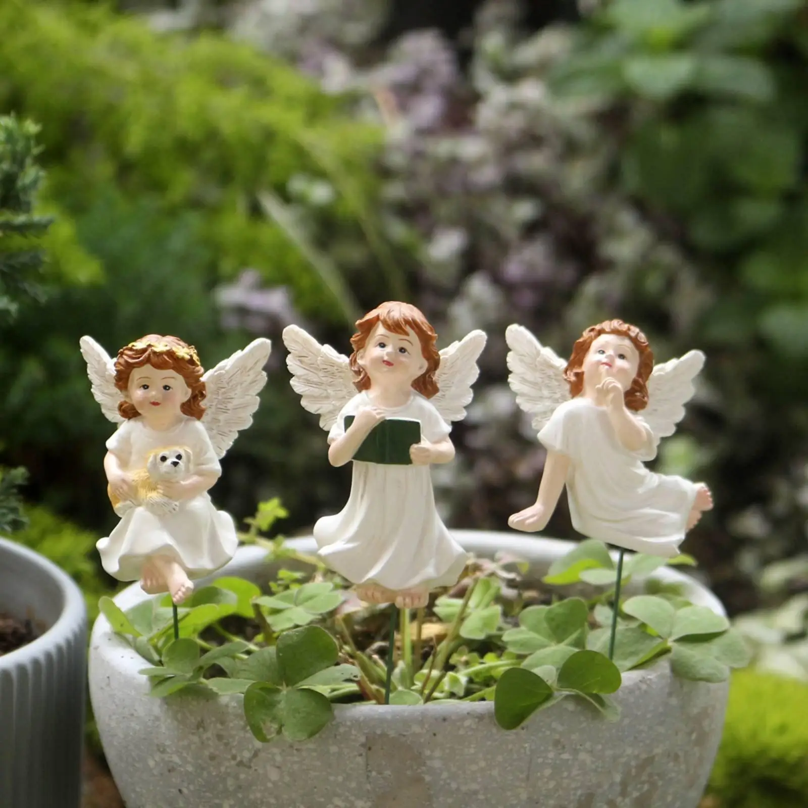 Adornos de jardín con querubines y flores para exterior - imagen 4
