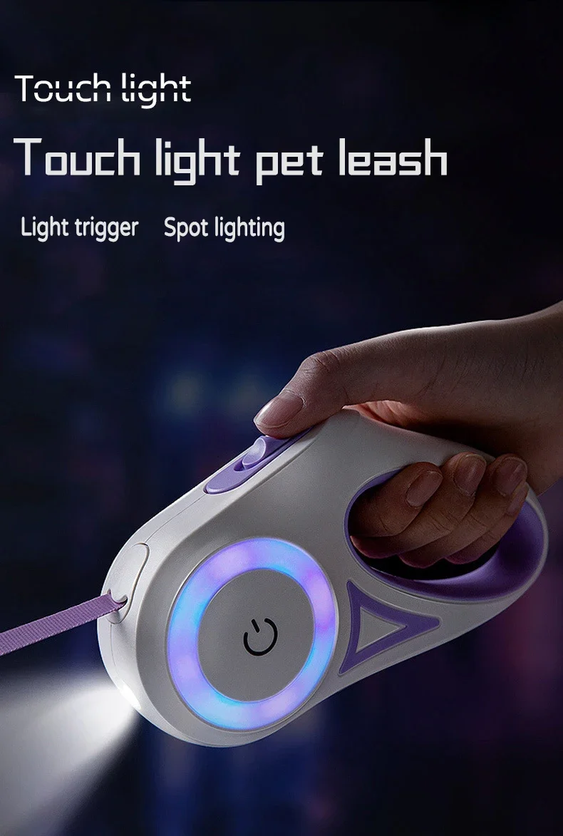 Correa retráctil LED para perros, vista completa