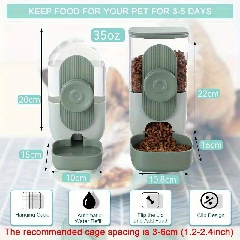Comedero suspendido estilo jaula para gatos y conejos con agua - imagen 5