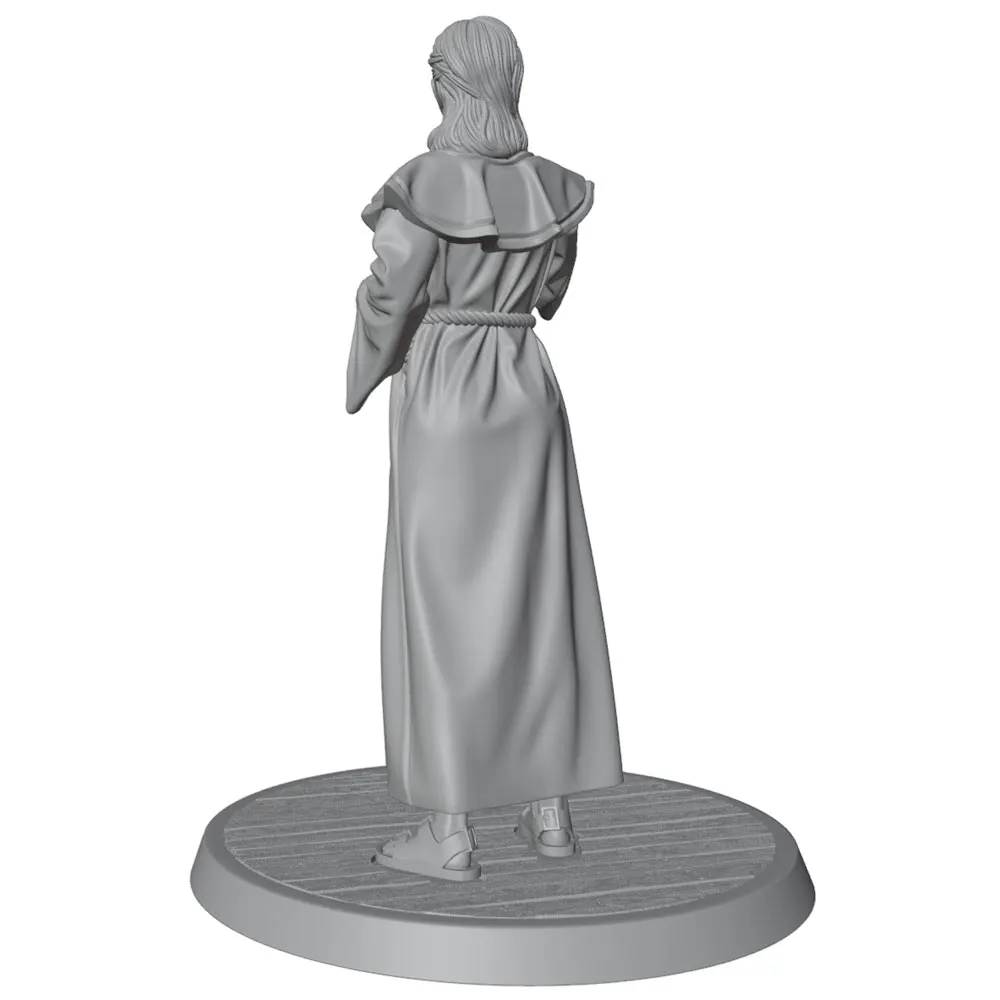 Figura de resina junto a elementos de escenografía
