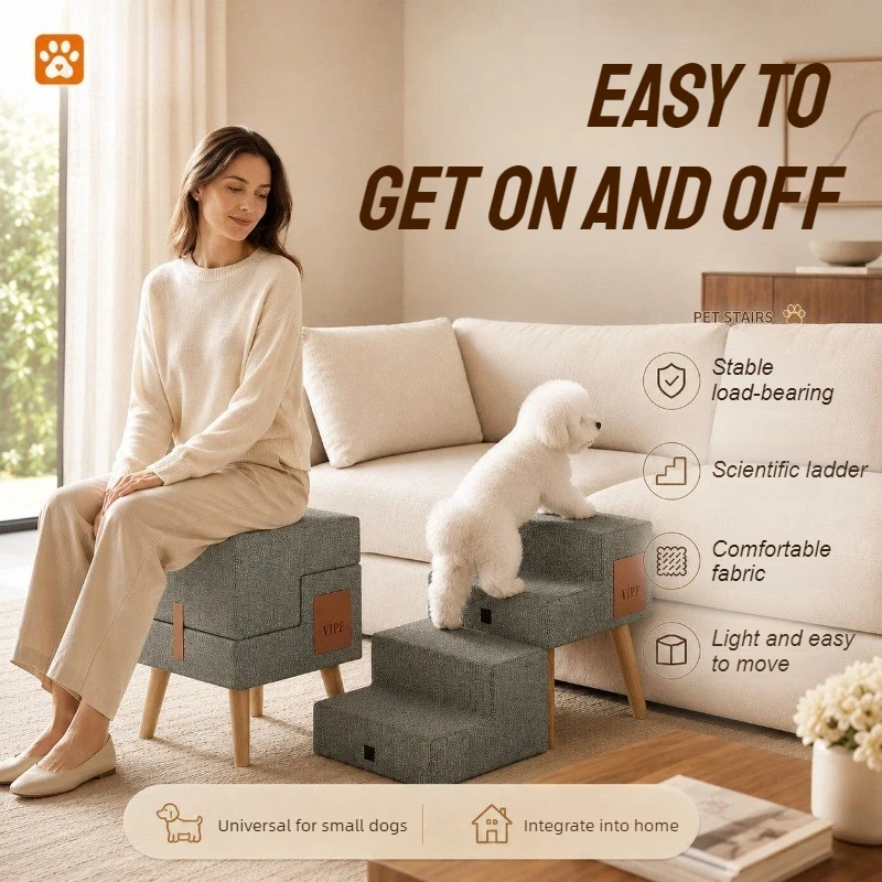 Escalera plegable para perros pequeños – Acceso seguro a sofá y cama
