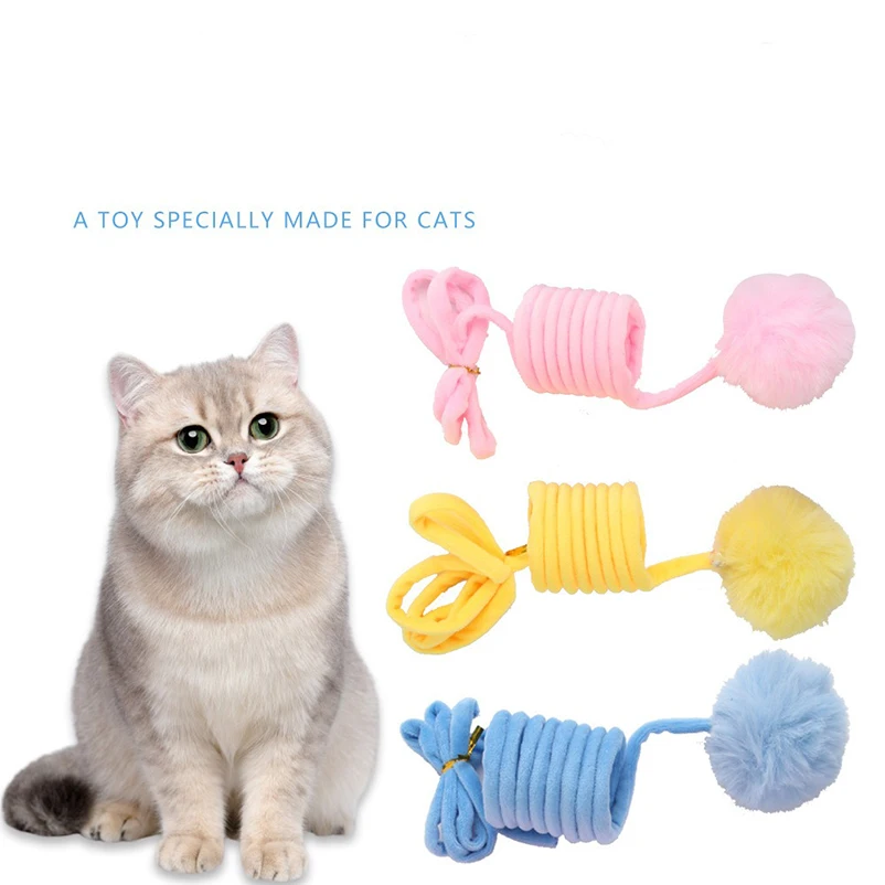 Pelota de gato con resorte y colores vivos