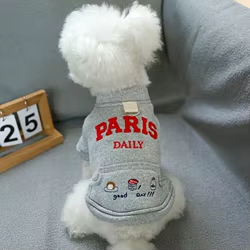 Sudadera de felpa para perro – Abrigo cálido con letras y bolsillo