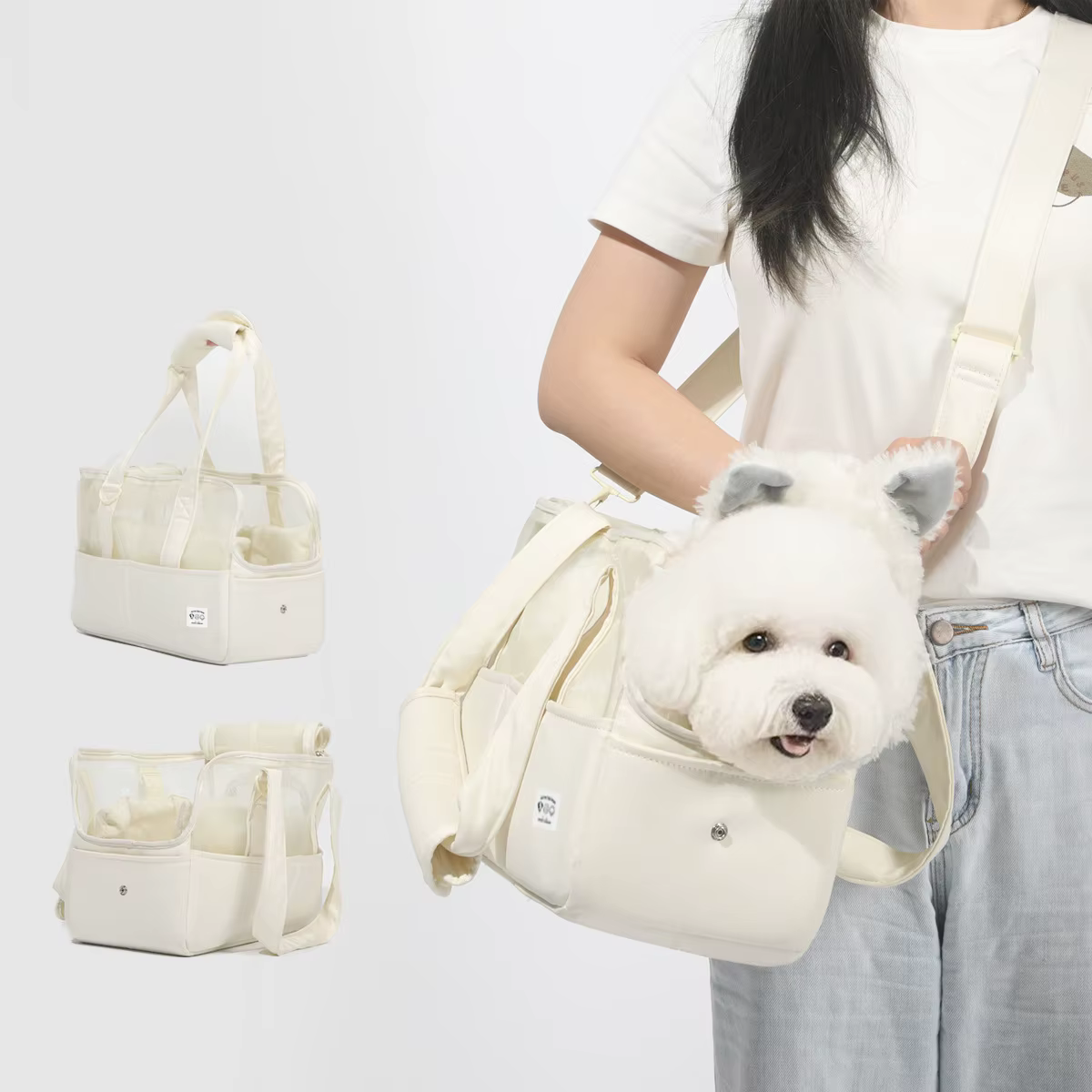 Transportín bandolera transpirable para gatos y perros pequeños - imagen 3