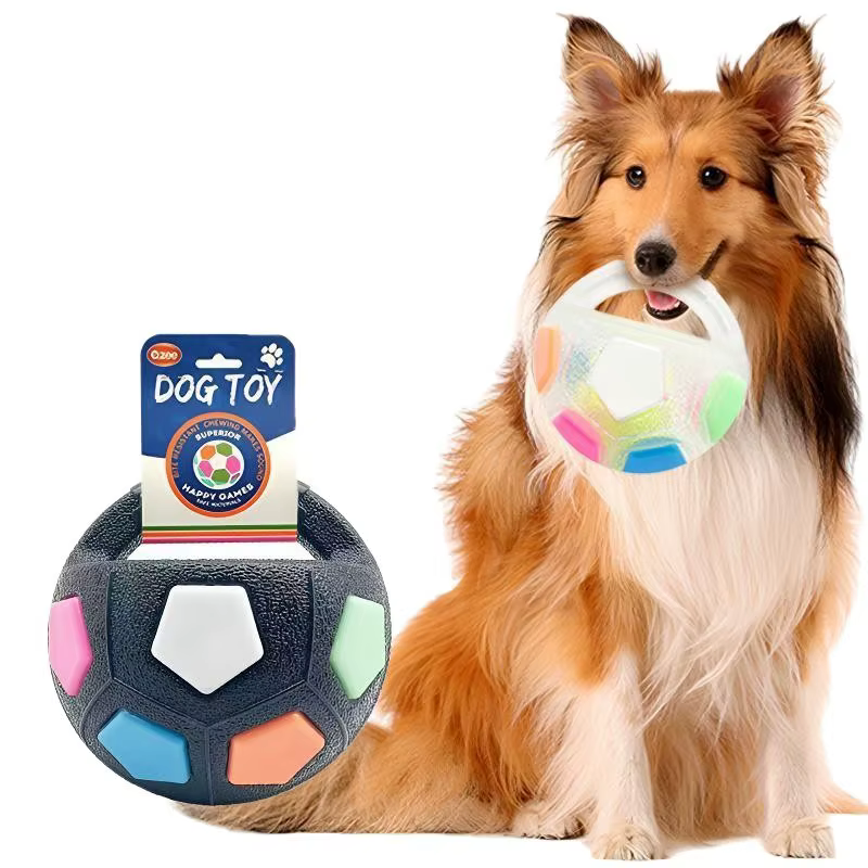 Juguete interactivo de fútbol para perros con sonido y asa resistente - imagen 2