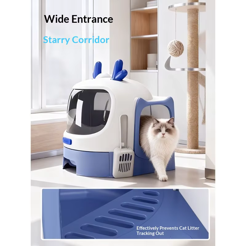 Arenero semicerrado gigante para gatos Maine Coon, antisalpicaduras