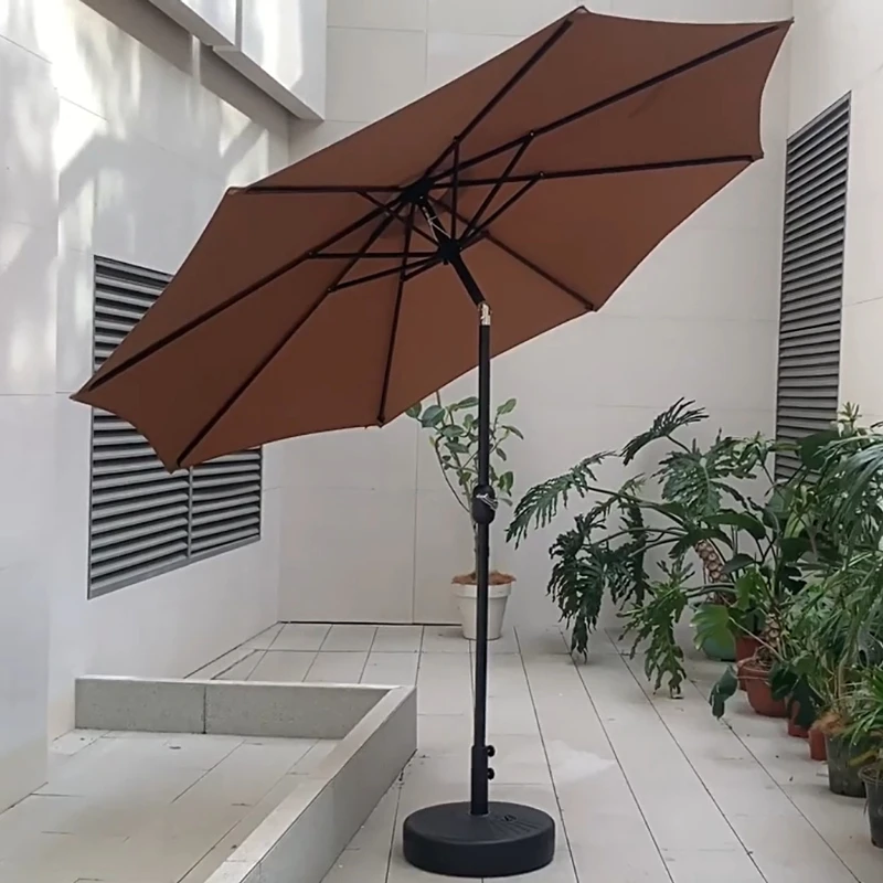 Sombrilla Exterior de 2,7 m con Base – Parasol de Jardín con Columna Giratoria - imagen 2