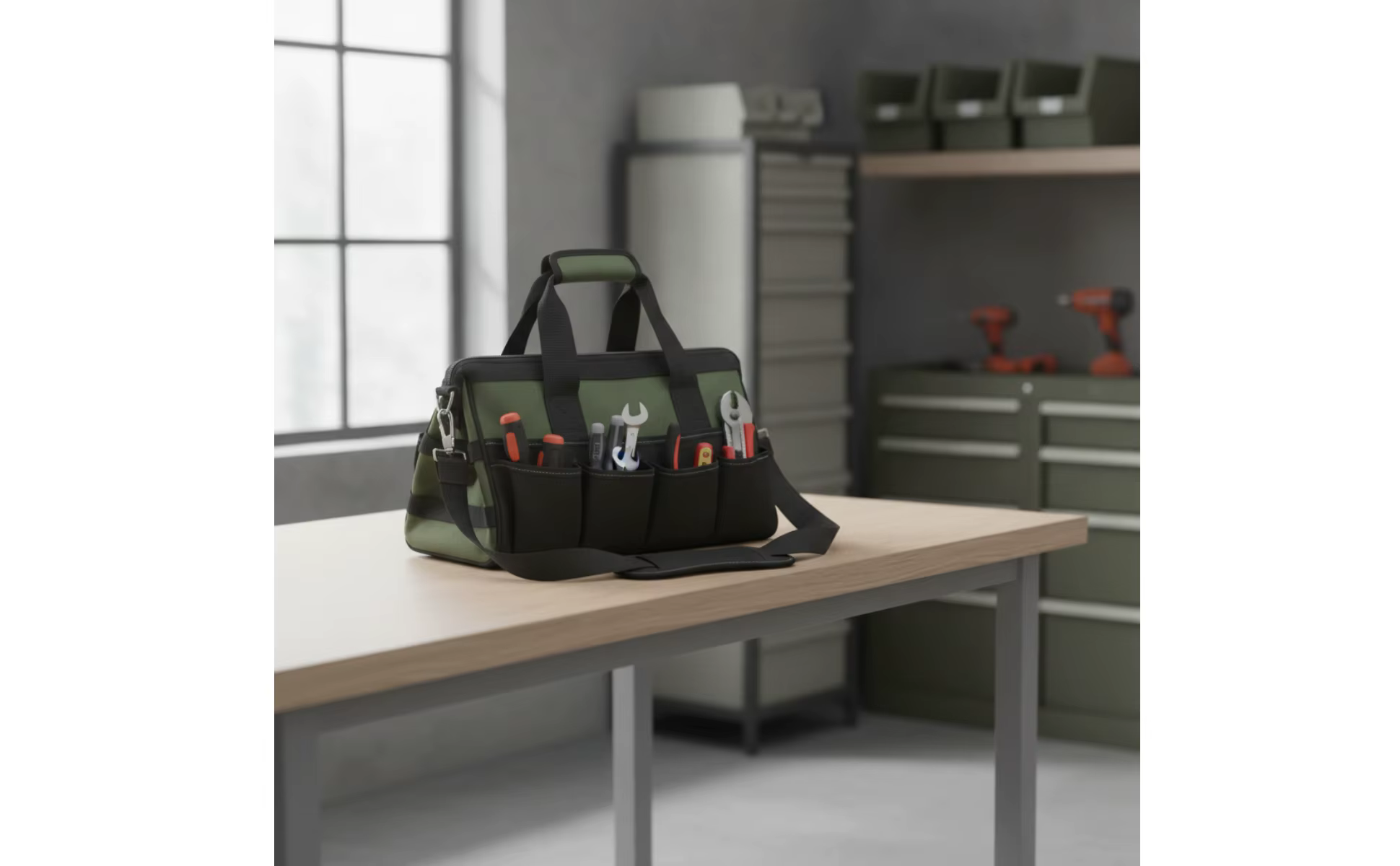 Bolsa de herramientas tela Oxford verde negro