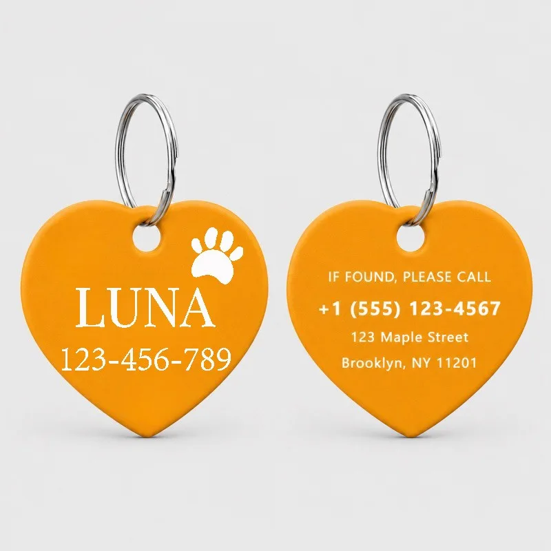 Chapa Identificación Personalizada para Perros y Gatos – Corazón con Nombre - imagen 2