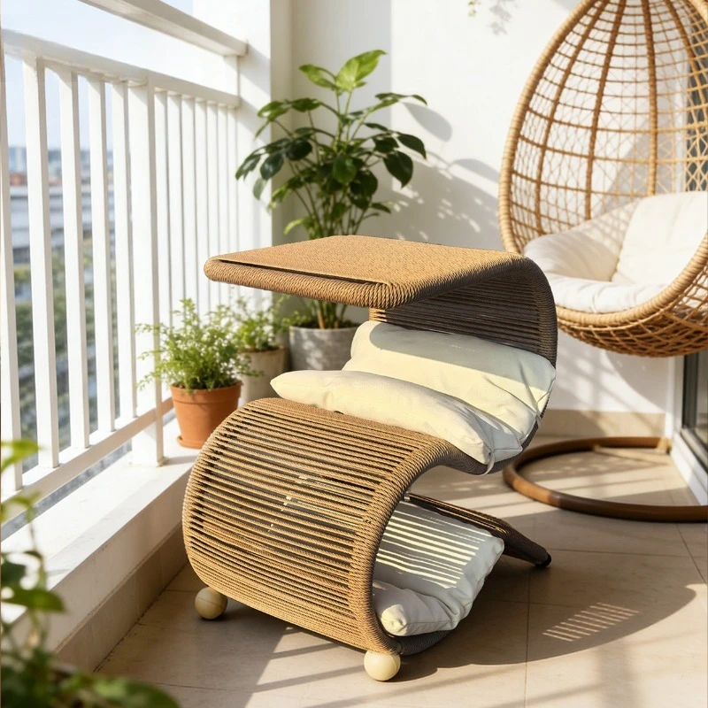 Mueble ratán para gatos con cojín: árbol, mesa auxiliar y cama - imagen 3