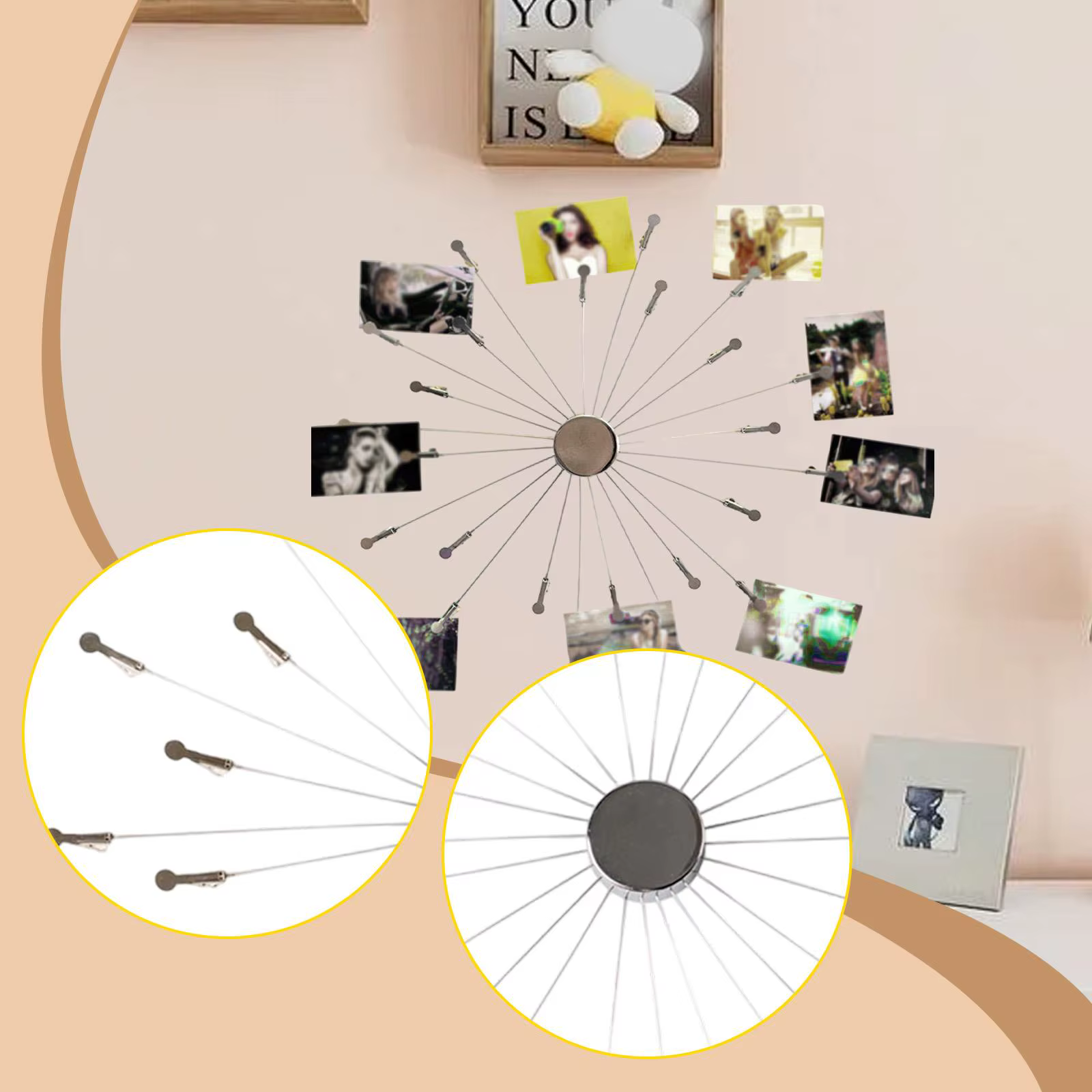 Portafotos creativo de metal con clip para notas y tarjetas, colgante de pared - imagen 4