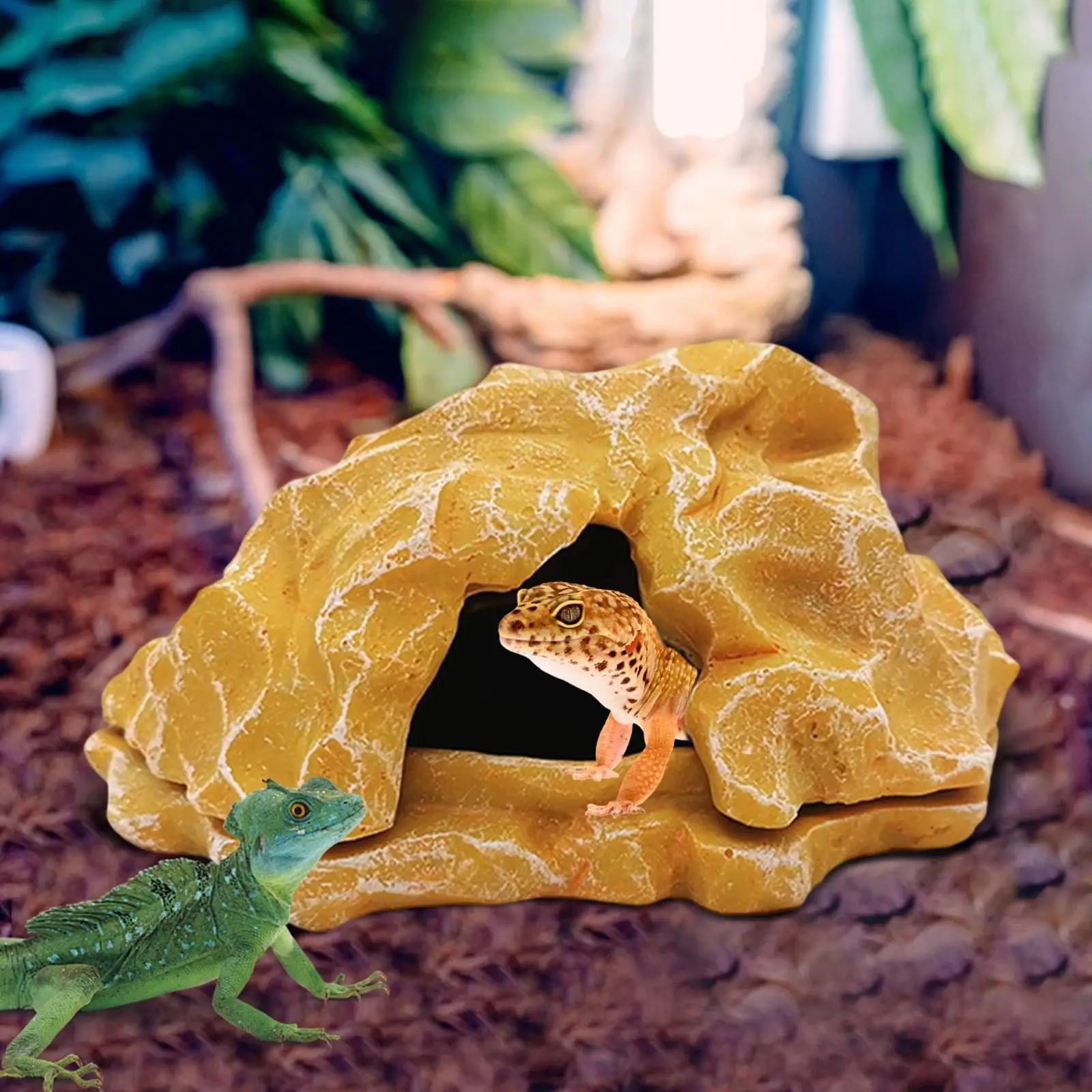 Cueva de roca de resina para reptiles