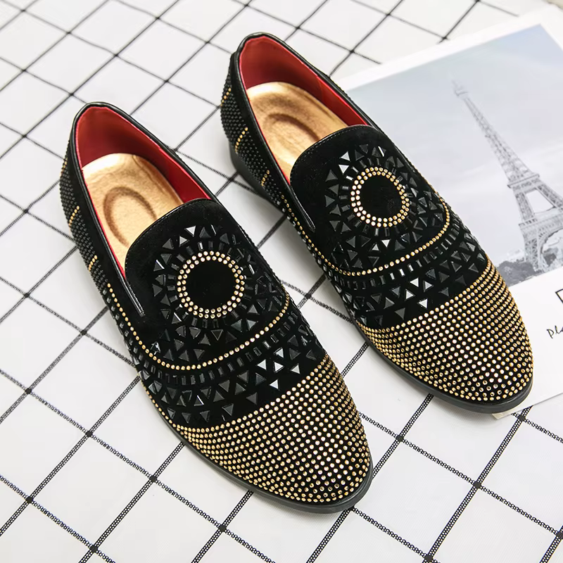 Zapatos Casuales de Cuero para Hombre – Slip-on Punta Estrecha con Pedrería - imagen 2
