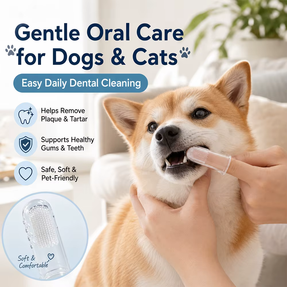 Cepillo dental de silicona suave para perros y gatos, kit cuidado - imagen 5