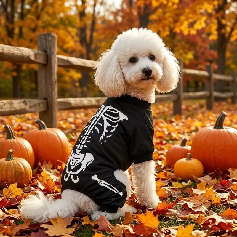 Disfraz de Halloween esqueleto para perros y gatos – Mono de huesos - imagen 3