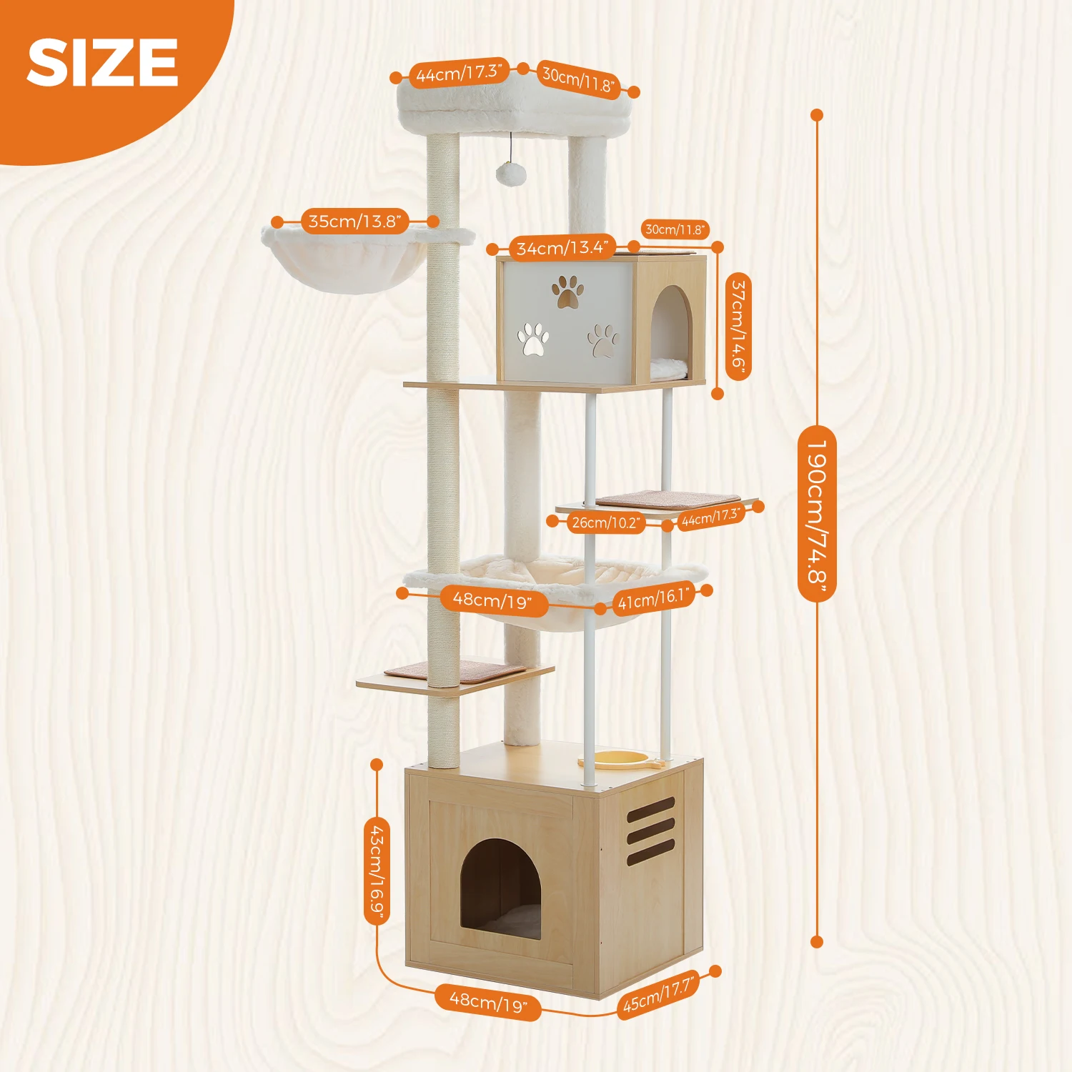 Torre para gatos de madera terminada