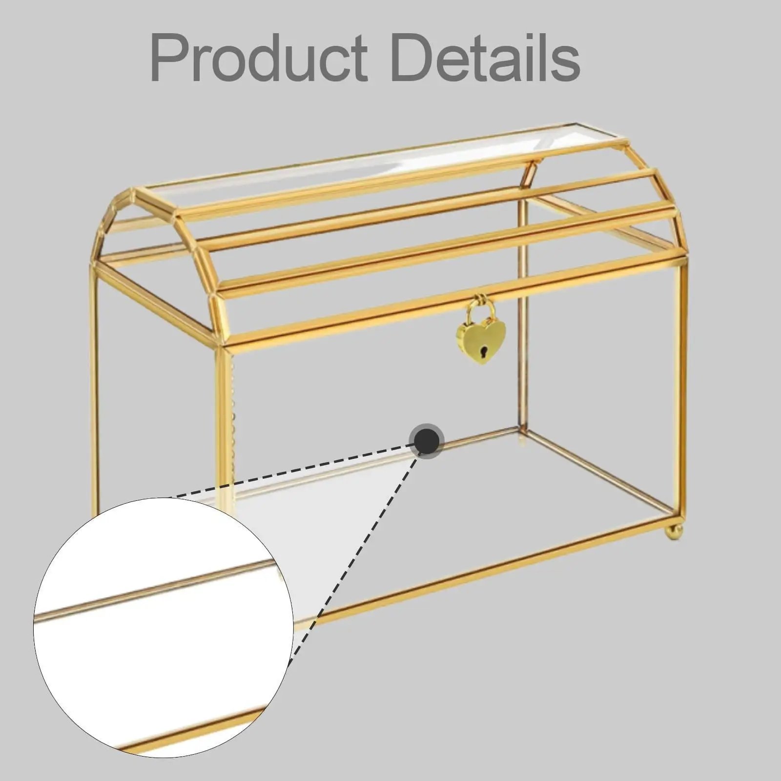 Caja de cristal dorada con ranura y cerradura para tarjetas - imagen 5