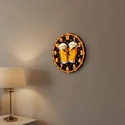Reloj de pared silencioso con diseño de jarra de cerveza, sin marco