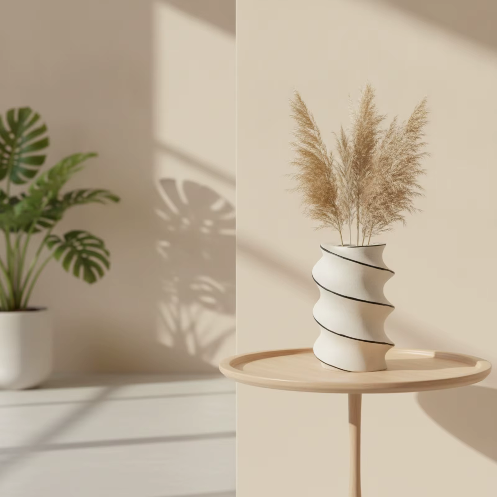 Jarrón escultural minimalista en espiral blanco neutro para casa - imagen 4