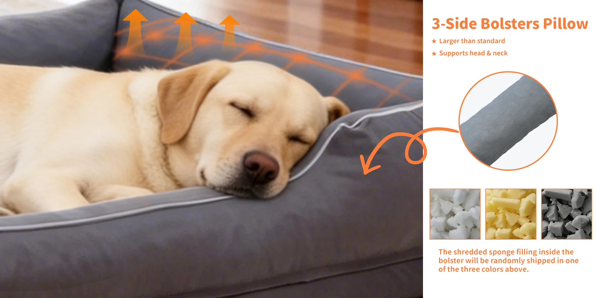 Cama ortopédica grande para perros con base viscoelástica