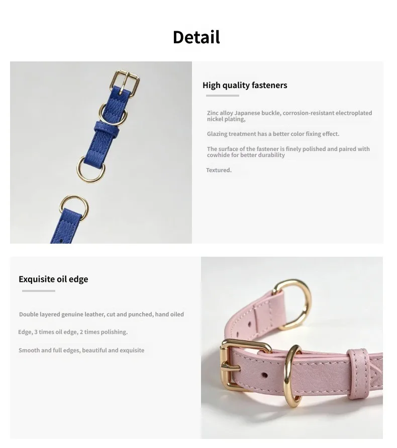 Collar de cuero genuino para perro ajustable antipullones - imagen 3