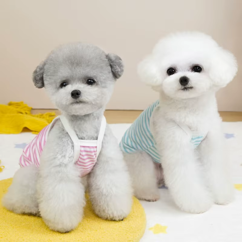 Chaleco a rayas para perros y gatos – Top de verano con osito - imagen 5