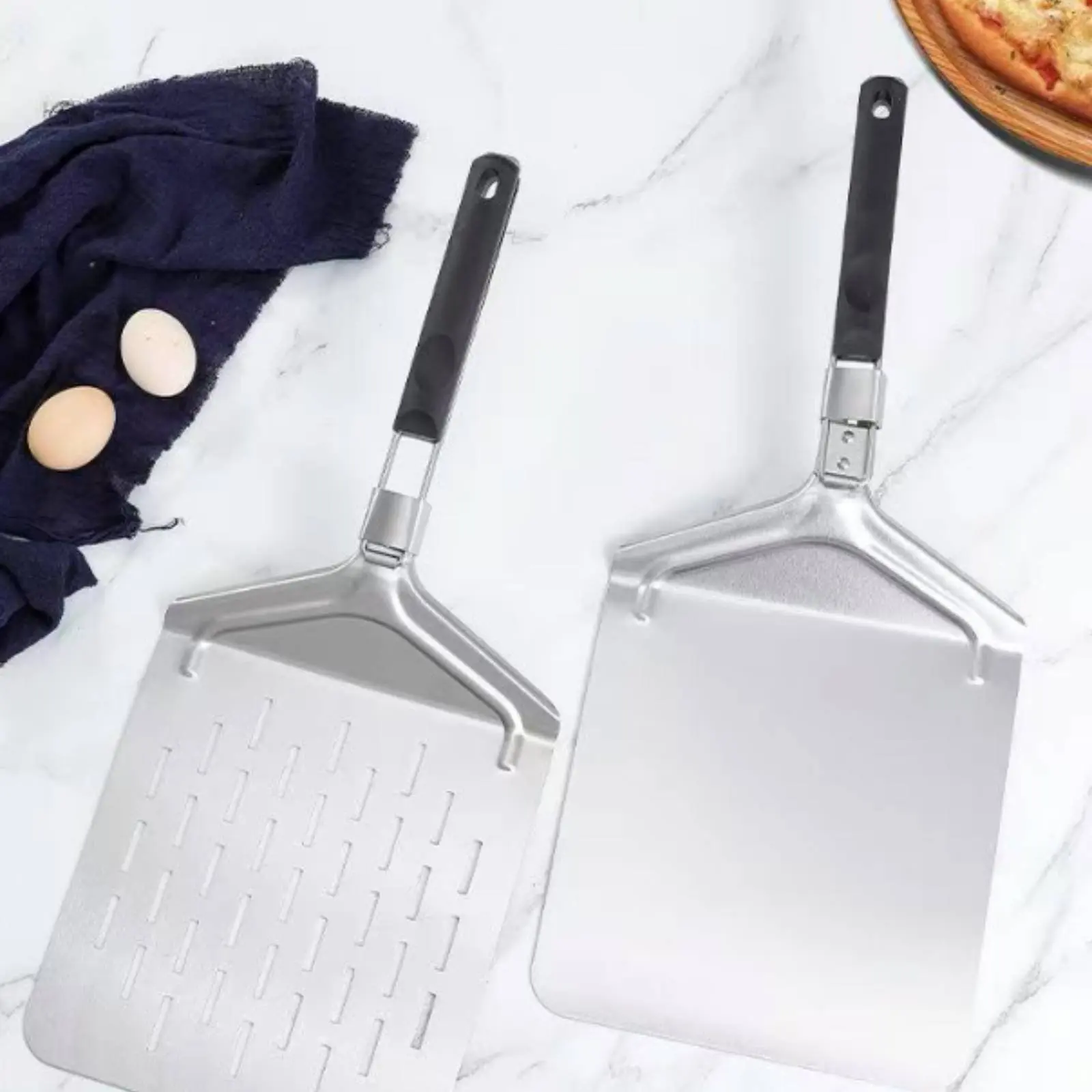 Pala para pizza de acero inoxidable con mango desmontable y plegable - imagen 5