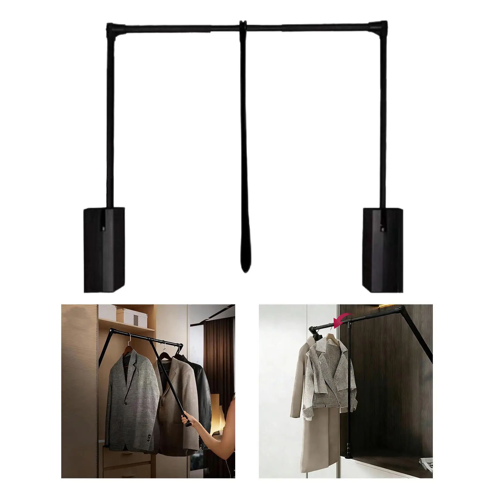 Varilla de armario ajustable de aluminio con sistema hidráulico