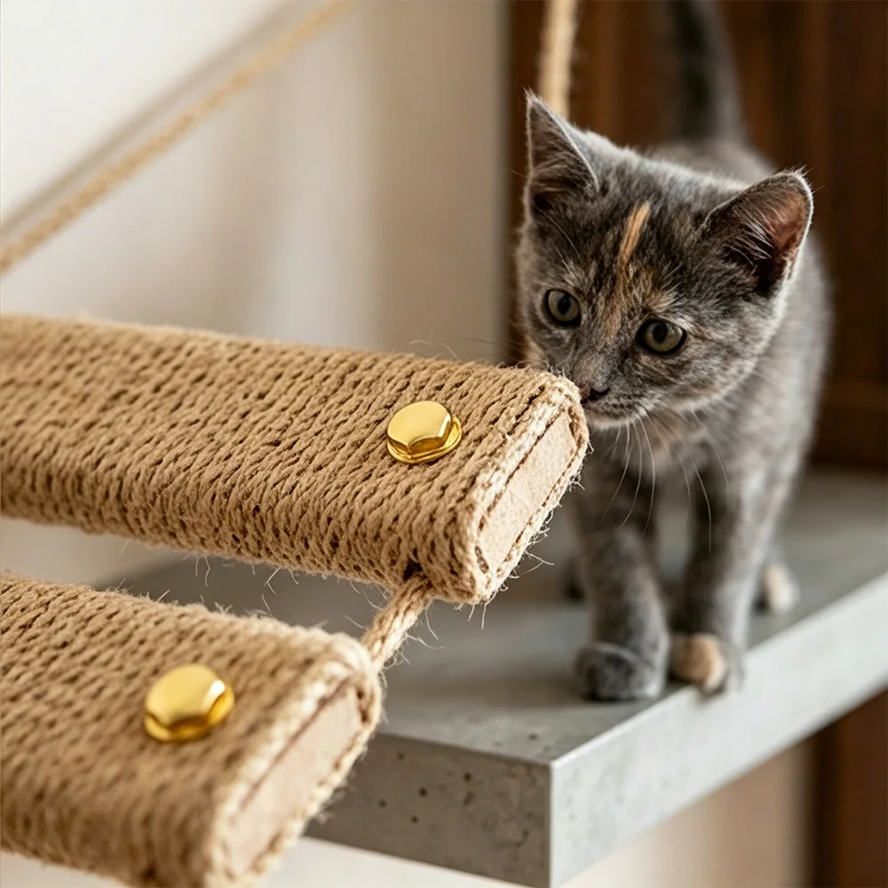 Escalera puente de sisal para gatos: cuerda rascadora y escaladora