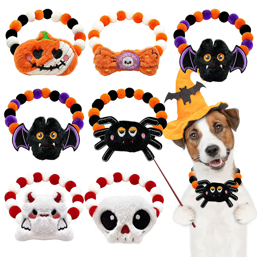 Collares de Halloween con Pompones para Gatitos y Cachorros Pequeños - imagen 5