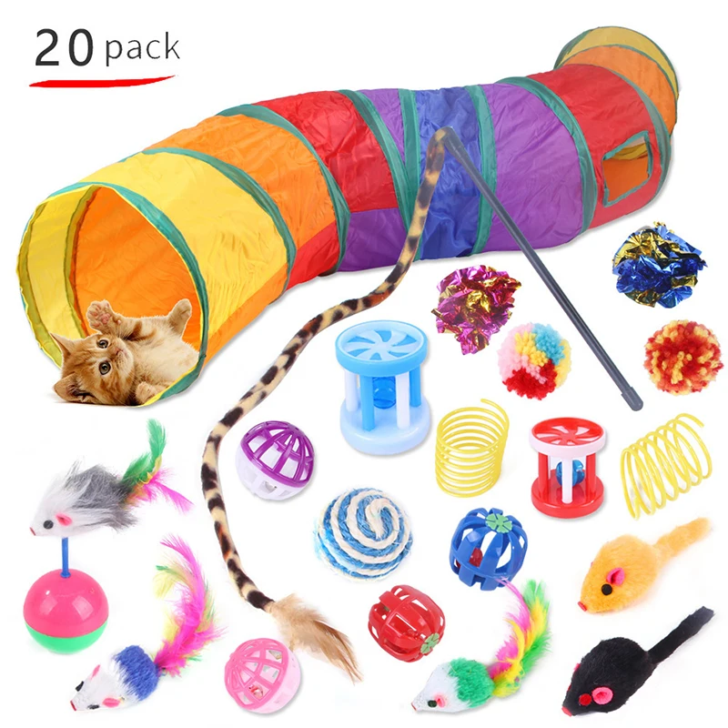 Conjunto de juguetes para gatos: ratones, plumas y pelota