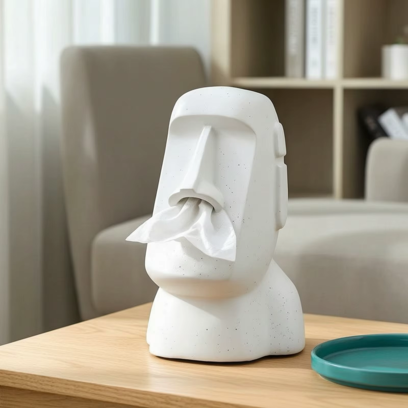 Porta pañuelos Moai: caja con forma de estatua resistente y divertida - imagen 3