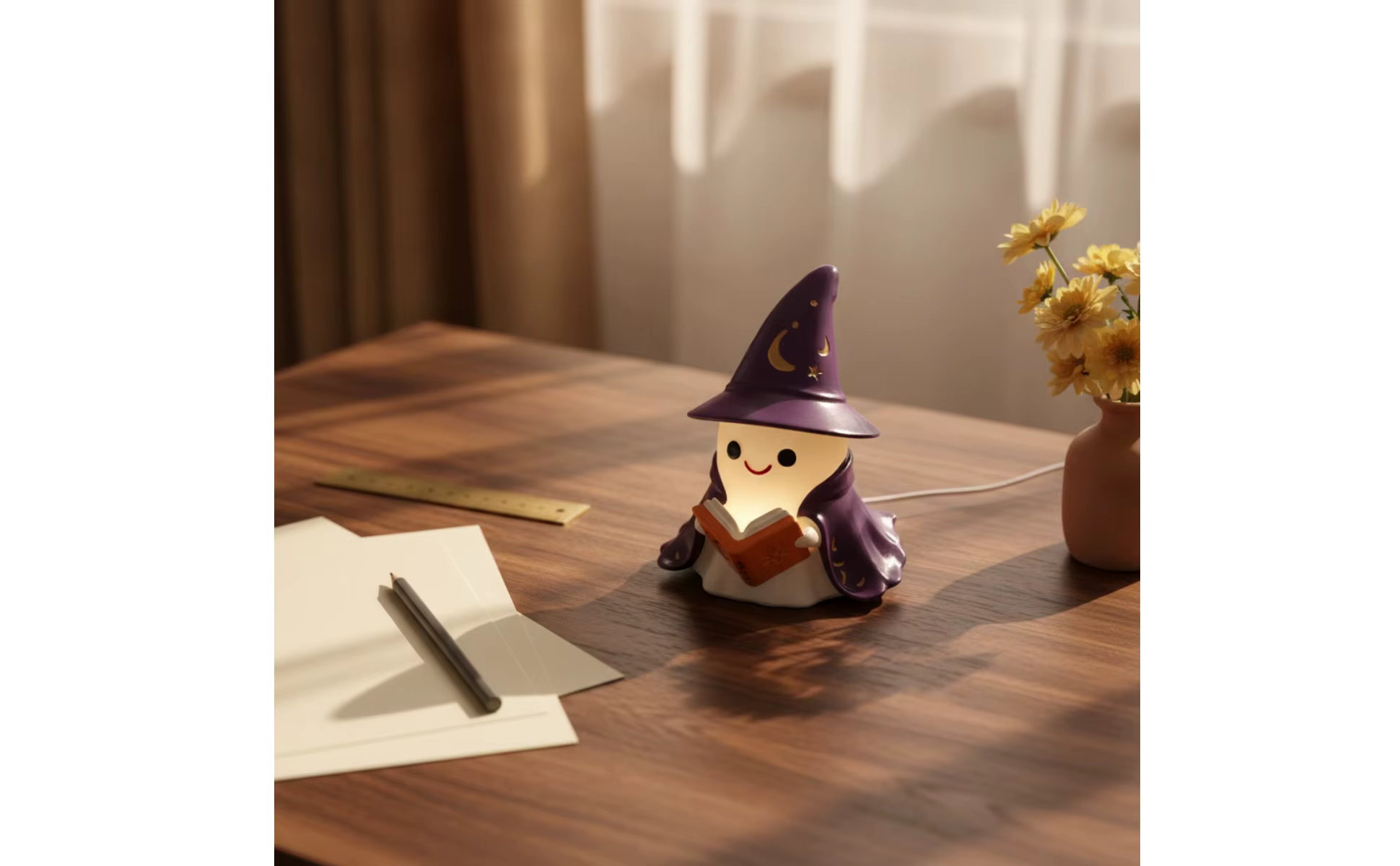 Figura decorativa de fantasma mágico en ambientación nocturna