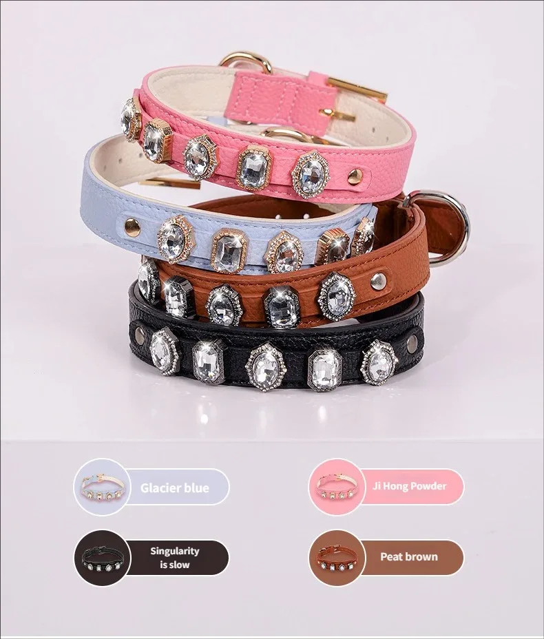 Collar de lujo para perro con cristales y diamantes de imitación