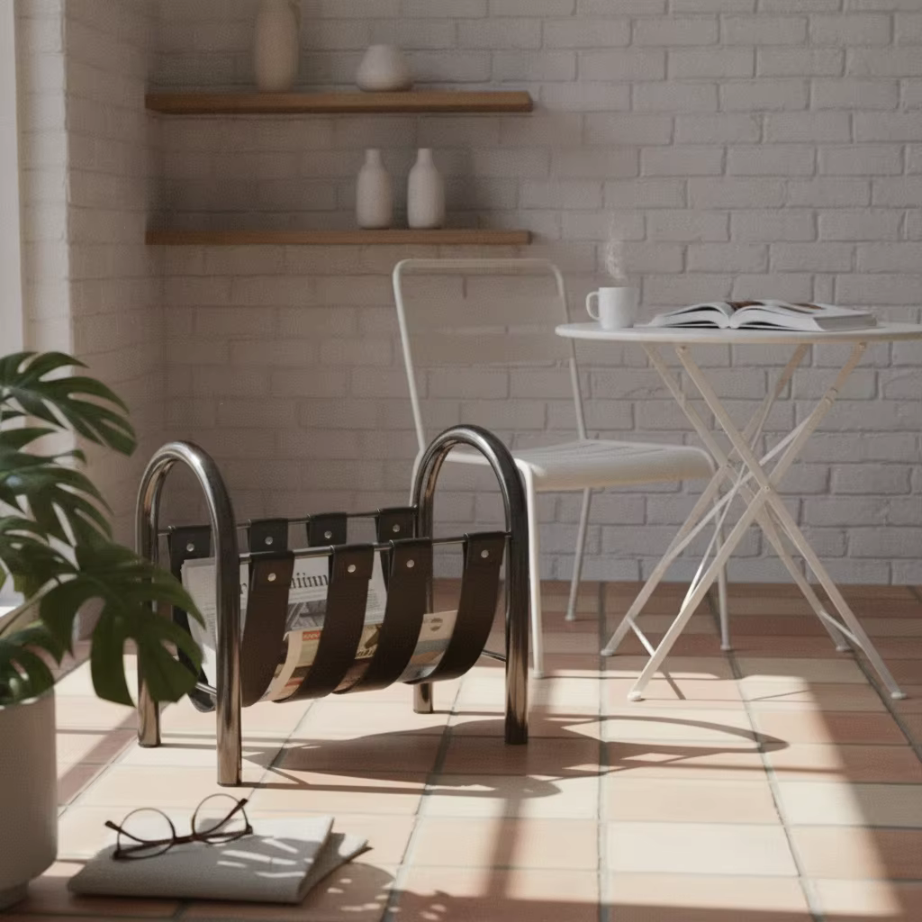 Soporte para libros con correas de cuero para mesa, organizador - imagen 2