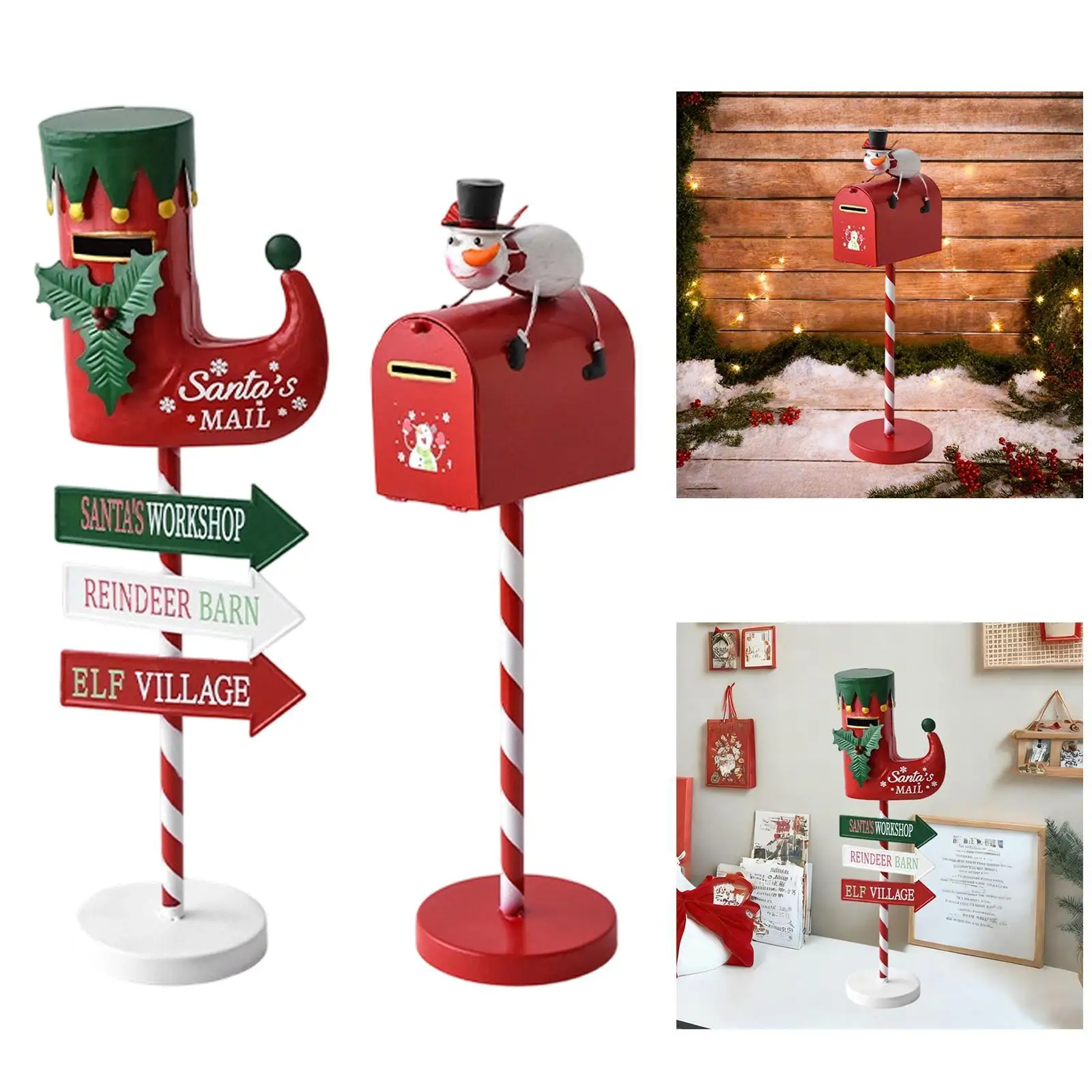 Decoración de buzón de Navidad de hierro en entrada de casa