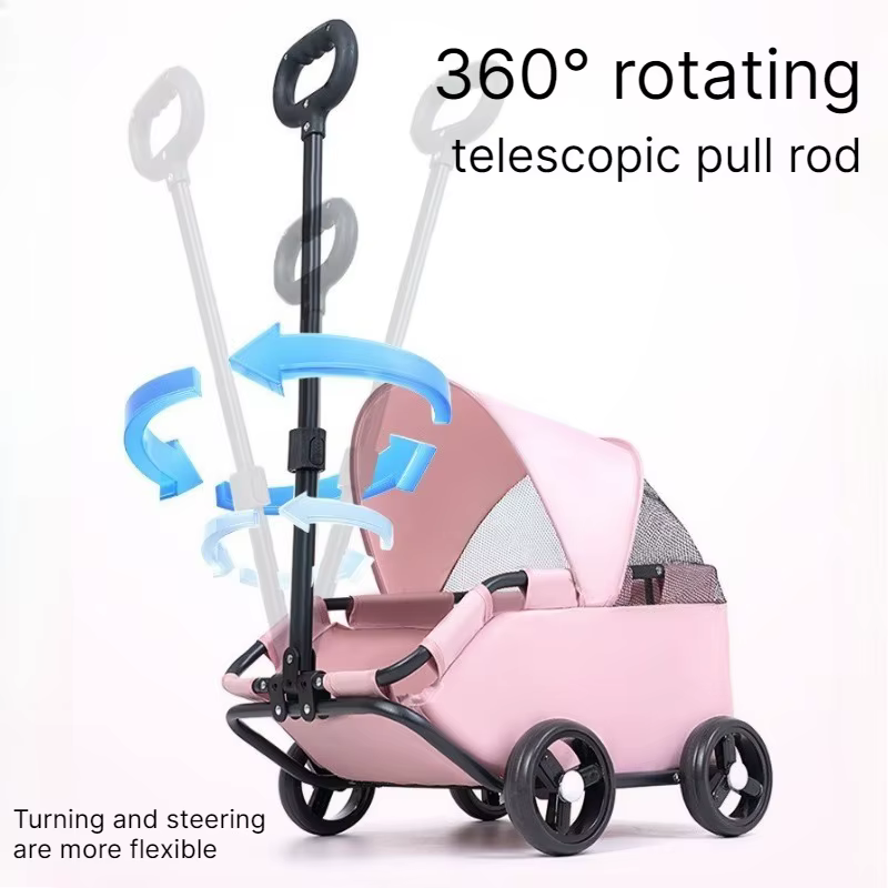 Carrito plegable para perros pequeños con toldo – Paseos y viajes - imagen 5