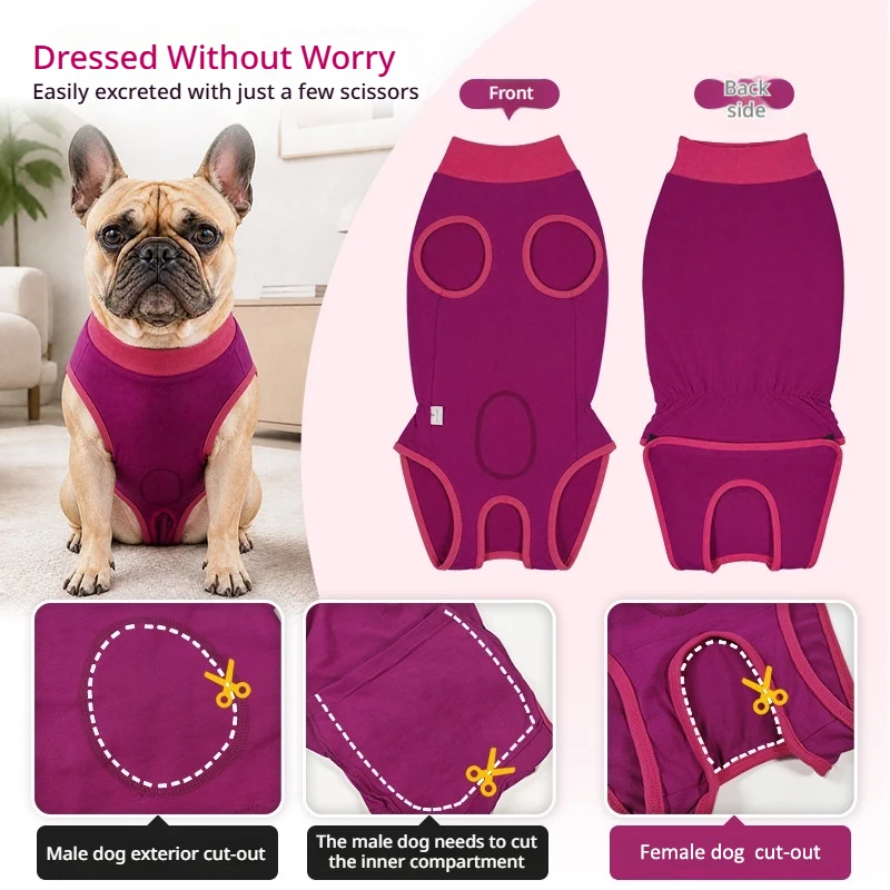 Traje postoperatorio anti-lamido para perros grandes – Ropa quirúrgica de recuperación - imagen 4