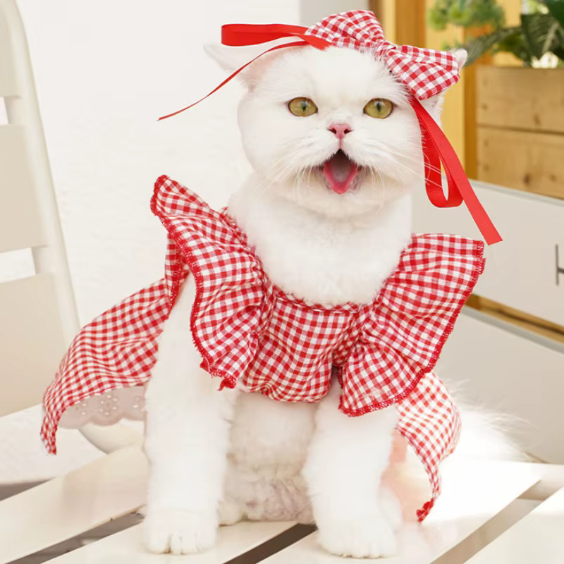 Vestido de princesa para perros y gatos – Disfraz floral con lazo - imagen 2