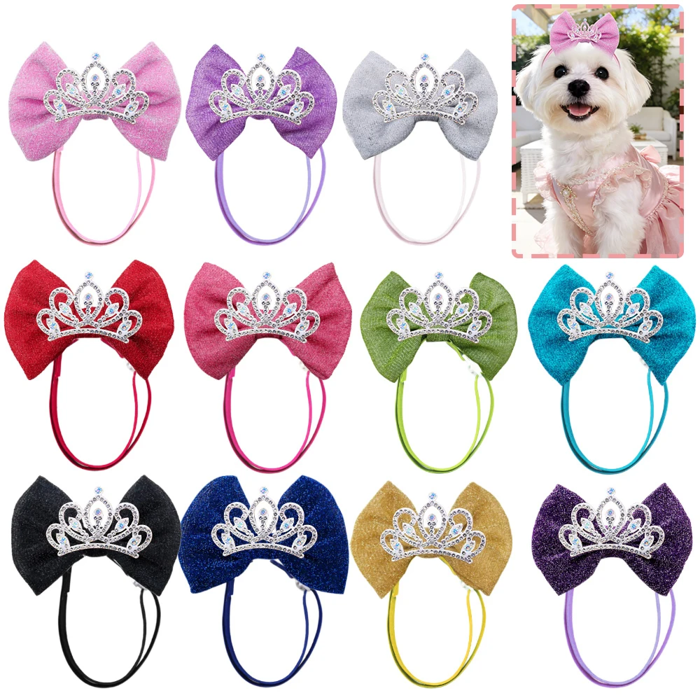 Lazos para el pelo de perro con brillo, ajustables tipo corona - imagen 2