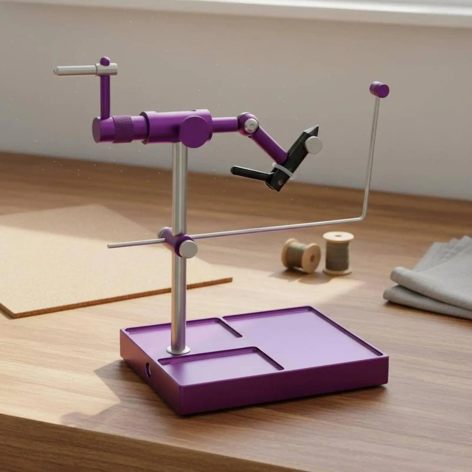 Torno para atado de moscas – Soporte ajustable de aluminio - imagen 5