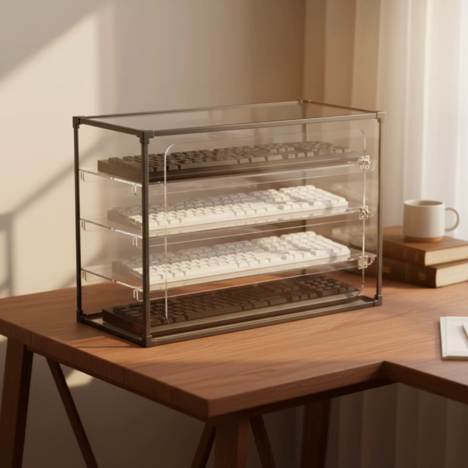 Vitrina antipolvo para teclado con estantes y puertas transparentes - imagen 5