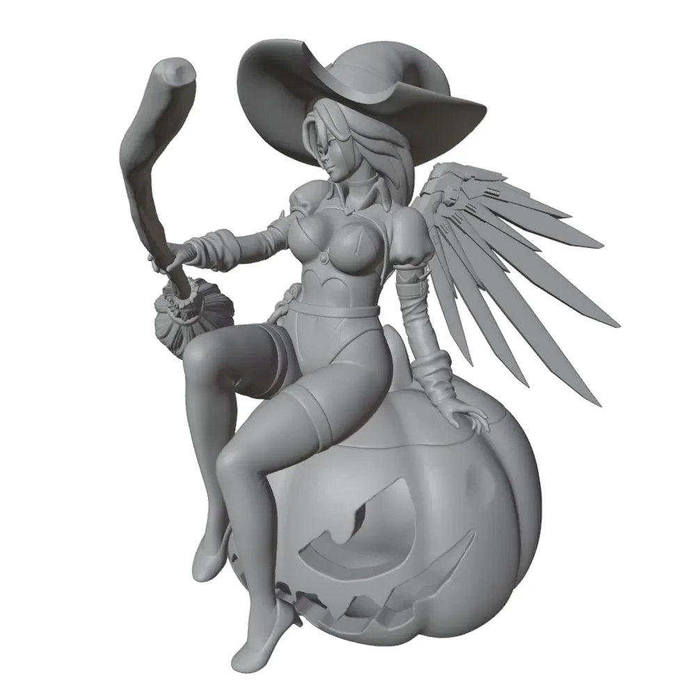Figura de anime en miniatura GK impresa en 3D gris, sin montar - imagen 5