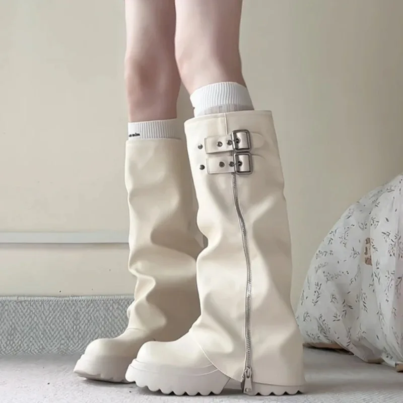 Botas altas punk de mujer con plataforma y tacón grueso - imagen 3