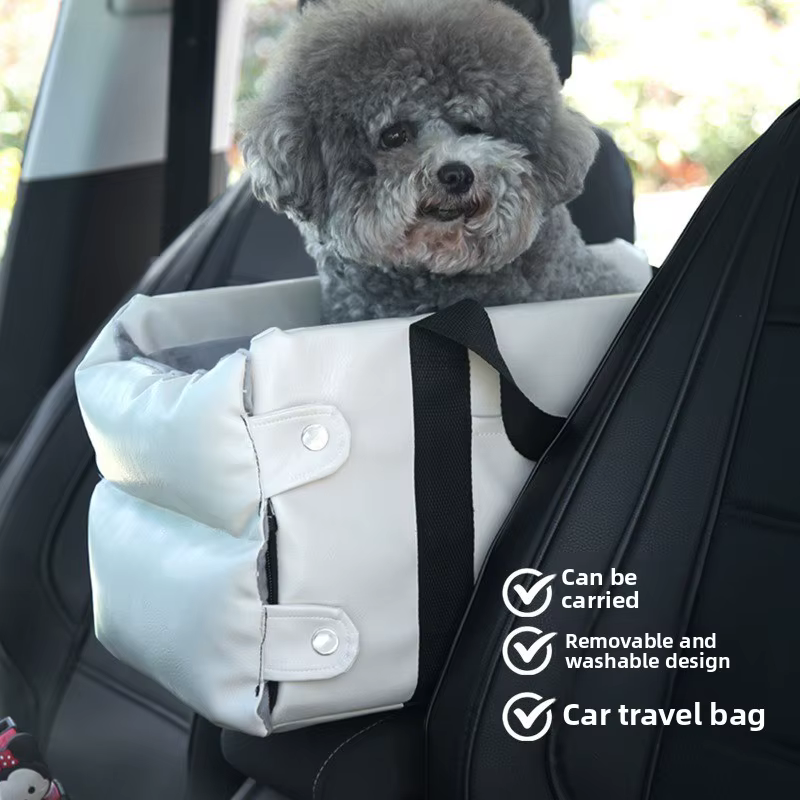 Asiento portátil tipo nido para perros pequeños en consola central - imagen 3