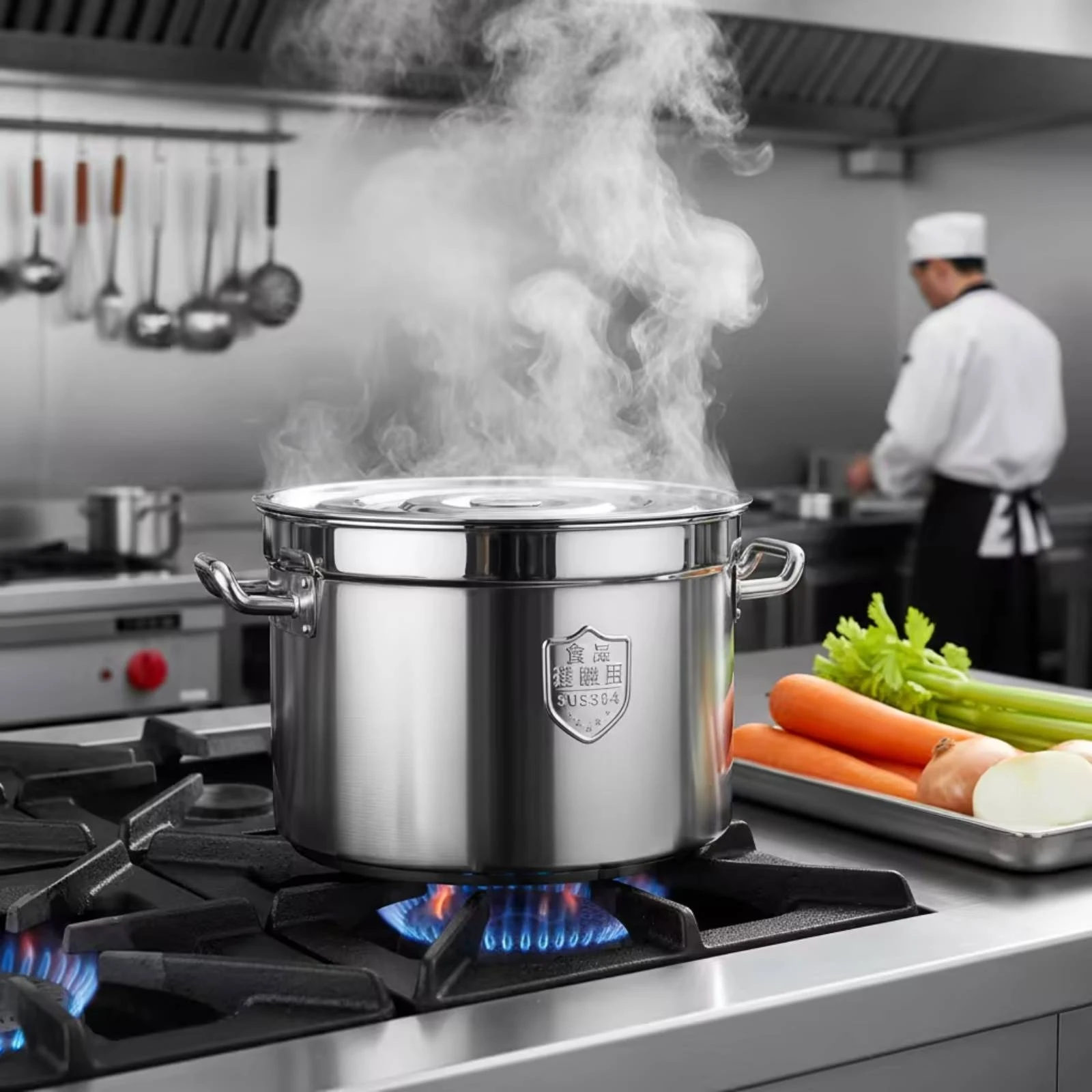 Olla de acero inoxidable con tapa y asas para gatos y perros – Gran capacidad